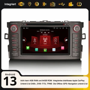 64GB Android 14 DAB+ Autoradio Navi Carplay DSP Wifi DVD Toyota Auris 2007-2012 - Bild 1 von 24