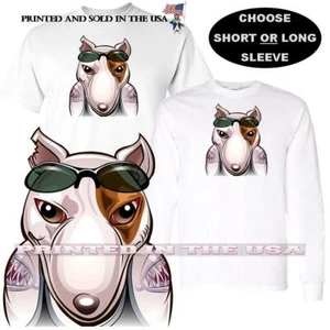 Bull Terrier Dog Breed Tattoo Gang Member Thug Cartoon Graphic Art T Shirt - Picture 1 of 4