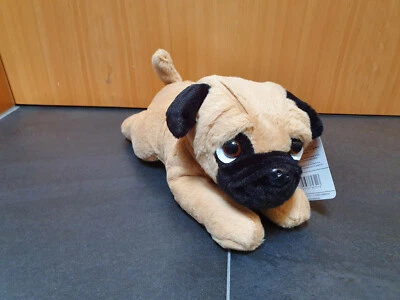 Stofftier liegender Mops Supersoft Neu 30cm Plüsch Kuscheltier Hund - Bild 1 von 4