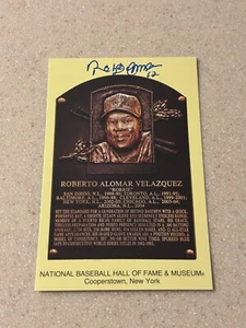 Roberto Alomar signed HOF plaque postcard * PSA * - Picture 1 of 2