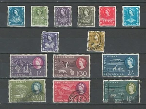 UKT UGANDA KENYA AFRICA BRITISH COLONIES QEII USED SET LOT (BRCL 140) - Picture 1 of 1