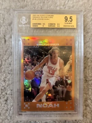 Joakim Noah 2007-08 Topps Rookie cromo naranja refractor/199 BGS ORO gema como nueva Foto 1 de 4