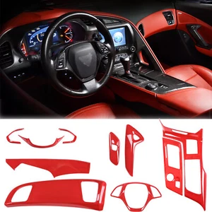 10pcs Red ABS control center Interior Panel Trim Kits For Corvette C7 2014-2019 - Picture 1 of 8