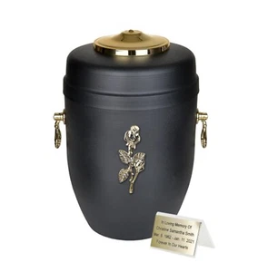 Mooie zwart metalen crematie-urn voor as, begrafenis-urn voor volwassenen. - Picture 1 of 8