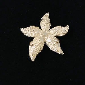 VINTAGE CORO STARFISH TEXTURED SILVER TONE BROOCH PIN SILVER SEASTAR - Picture 1 of 3