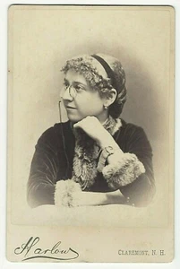 A WOMAN WEARING GLASSES : CLAREMONT, NEW HAMPSHIRE :  (CABINET CARD) - Picture 1 of 3