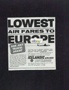 ICELANDIC LOFTLEIDIR AIRLINES 1962 DC-6B TARIFFE AEREE PIÙ BASSE PER EUROPA ANNUNCIO #2 - Foto 1 di 1