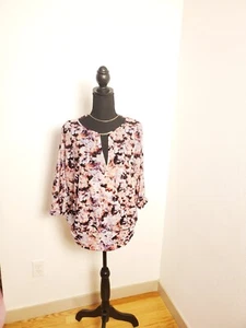 JENNIFER LOPEZ WOMENS MULTI KNIT PULLOVER SHIRT BUILTIN CAMI SZ M - Picture 1 of 10