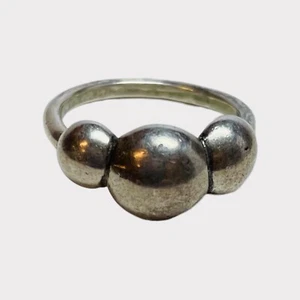 Pandora Sterling 925 Silver Liquid Silver Triple Bubble Ring 190702 Sz 8 - Picture 1 of 7
