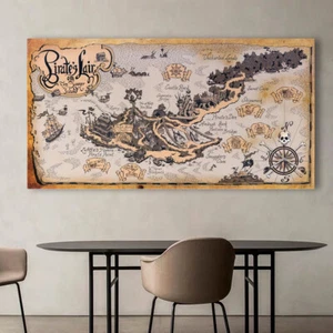 Póster Mapa del Mundo Isla Guarida Pirata Mapa del Tesoro Lienzo de Seda Decoración de Pared 138 - Imagen 1 de 9