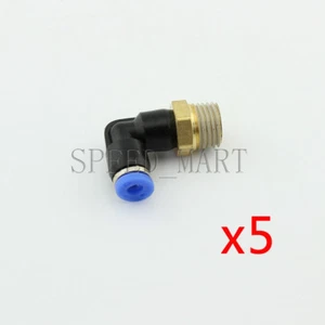 5pcs 1/4 BSPT Male Thread 90 Degree Elbow Pipe Quick Fittings 4mm PL4-02 - Picture 1 of 3