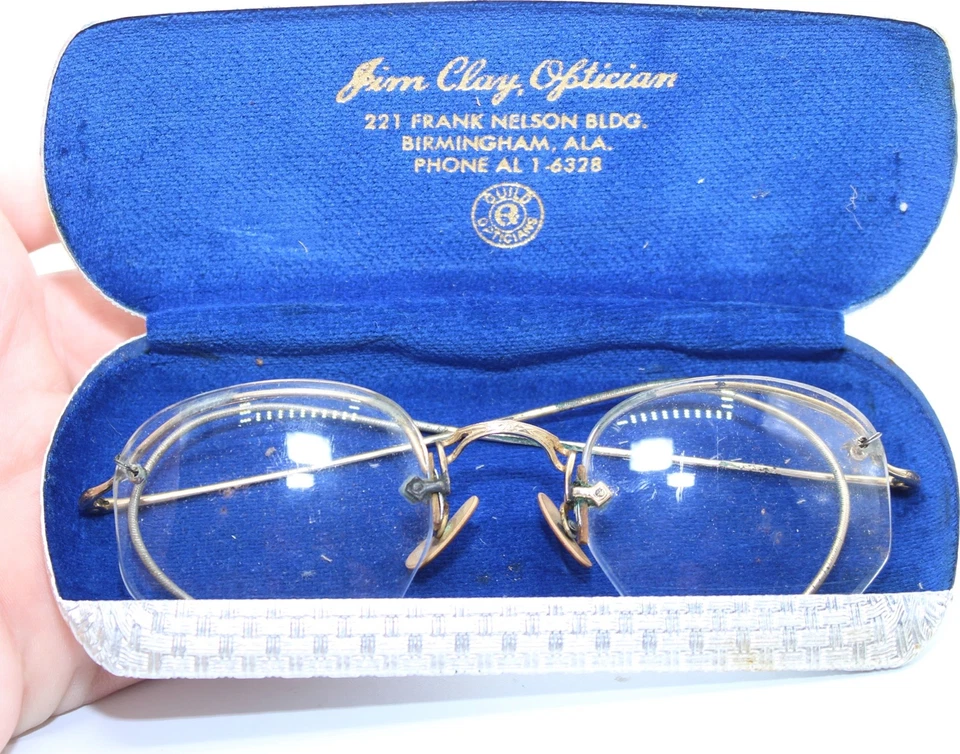 De colección Años 50 AO Borde de Alambre Gafas Ópticas Americanas Chapadas en Oro Ganchos para Orejas Foto 1 de 4