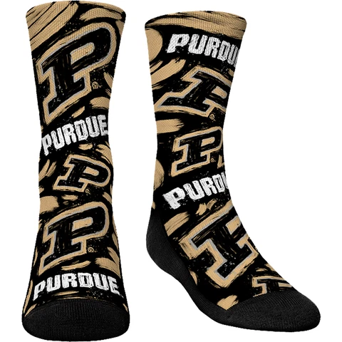 Youth Rock Em Socks Purdue Boilermakers Allover Logo & Paint Crew Socks Cover