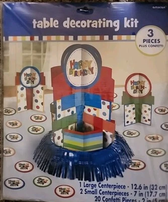 Kit de decoración de mesa de feliz cumpleaños 3 piezas suministros de fiesta centro de mesa azul Foto 1 de 4