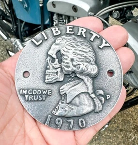 Dead Gangster George Washington Quarter Shovel Evo timing Cover Harley Davidson - Picture 1 of 12