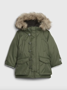 NEW $108 GAP Toddler ColdControl Ultra Max Hooded Jacket Parka Green Sz 18-24M