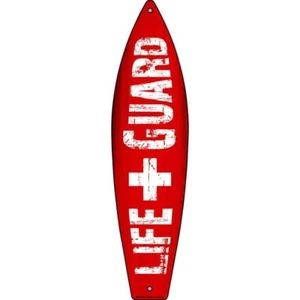 Letrero de tabla de surf de metal 17""x4,5"" placa puerta hogar garaje decoración de pared salvavidas - Imagen 1 de 1