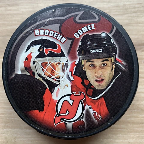 NJ DEVILS NHL HOCKEY PUCK STANLEY CUP PLAYOFFS MARTIN BRODEUR SCOTT GOMEZ Cover