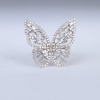 Bague de mariée papillon scintillant diamant naturel femmes cadeau or blanc massif 14 carats
