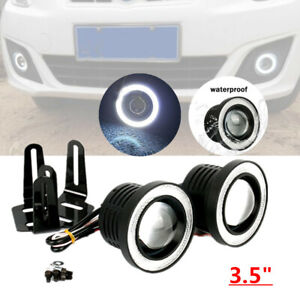 3.5" LED Car SUV Fog Light White Angel Eye Standlichtringe Driving Lamp 12V Bulb