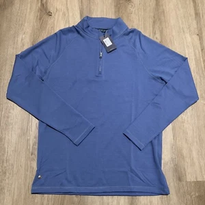 Peter Millar Excursionist Flex Performance Golf Wool Pullover Blue Men Sz Small - Picture 1 of 6