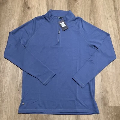 Pullover de lana de golf Peter Millar Excursionist Flex Performance azul para hombre talla pequeña Foto 1 de 4