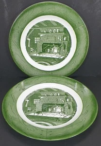 Pair Of Royal China Colonial Homestead 10" Dinner Plate Transfer Ware 1950 -K11 - Picture 1 of 4