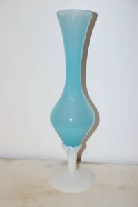 Ancien  VASE en OPALINE  BLEU Années 60  28.5 cm - Photo 1/2