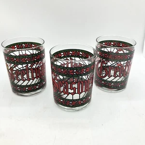 3 Houze Vintage Vaso de Navidad Temporadas Saludos Vitrales Lowball - Imagen 1 de 9