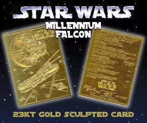 Tarjeta de oro de 23 quilates esculpida edición limitada de Star Wars Millennium Falcon #/10.000 - Imagen 1 de 1