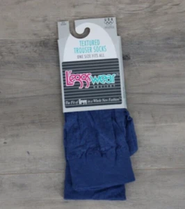 VINTAGE Leggs Wear Hosiery Womens Textured Nylon Socks One Size Fits All Blue - Picture 1 of 5