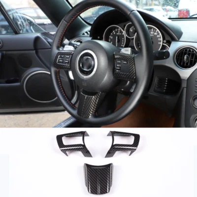 Carbon Fiber ABS For Mazda-MX-5 Miata 2009-2014 Steering Wheel Button Cover Trim - Image 1 of 4