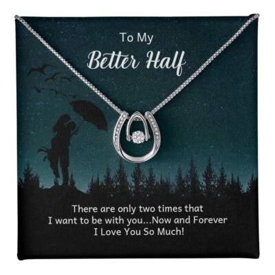 Collana Moda Gioielli Donna A My WIFE Life Partner con Cristallo Carta Messaggio - Immagine 1 di 4