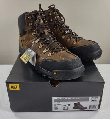 Bota de Trabalho Masculina Caterpillar Limiar Impermeável Biqueira de Aço Tamanho 12 Larga NOVA - Imagem 1 de 4