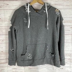 Lily & Lottie Chelsea Deboer Hoodie Gr. S Distressed Pullover Sweatshirt grau - Bild 1 von 5