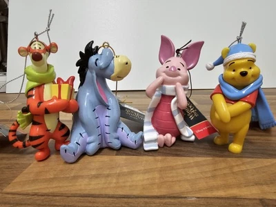 4 NEW OFFICIAL DISNEY WINNIE THE POOH HANGING CHRISTMAS DECORATION  ORNAMENT - Image 1 of 4