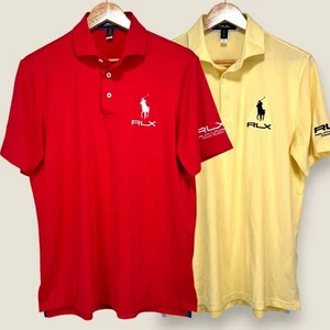 Lot of 2 RLX Ralph Lauren Polo Shirt Men Small Red Yellow AJGA Junior Classic - Picture 1 of 22