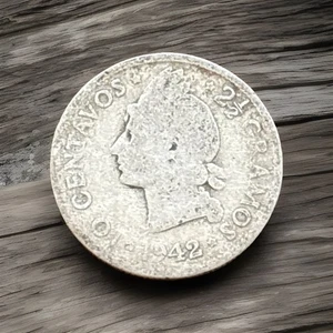 DOMINICAN REPUBLIC 1942 10 CENTAVOS SILVER VERY NICE CONDITION L106. - Picture 1 of 3