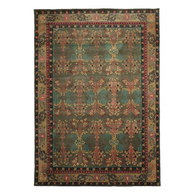 9x12 Gray/Green Hand Donegal Branches Hand Tufted Wool  Arts & Crafts Area Rug - Image 1 of 4