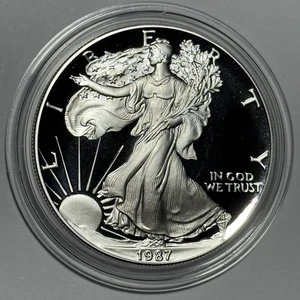 1987 ASE American Silver Eagle PP USA Münze 1 Feinunze .999 Feinsilbermedaille - Bild 1 von 8