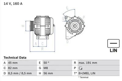 Alternatore con puleggia a ruota libera 0 986 047 500 BOSCH per VOLVO V70 II - Immagine 1 di 4