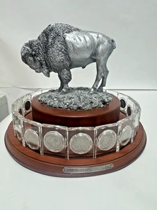 DANBURY MINT U.S. BUFFALO NICKELS IN CRYSTAL SLABS, 1918-1938, ROTARY DISPLAY - Picture 1 of 9