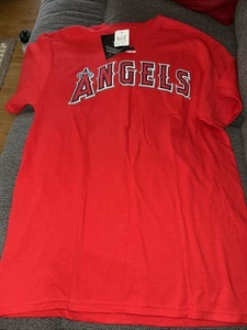 NWT Mens Majestic MLB Anaheim Angels Mike Trout #27 T-Shirt Red Medium - Picture 1 of 5