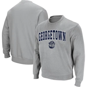 Men's Colosseum Gray Georgetown Hoyas Arch & Logo Crew Neck Sweatshirt - Picture 1 of 5