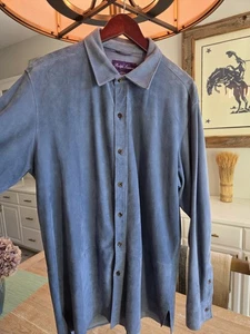 Ralph Lauren Purple Label Lamb Suede Overshirt | Made in Italy | Blue | XLarge - Picture 1 of 15