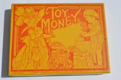 Антикварный/ВИНТАЖНЫЙ школьный набор игрушечных денег «Идеальная линия» — множество оригинальных монет - Изображение 1 из 4