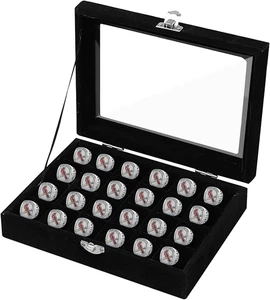 24 Slots Championship Ring Vitrine, Sport Baseball Ring Vitrine Box F - Bild 1 von 12