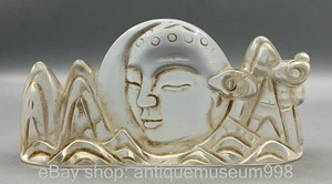 5,4" chinesische Kristall Schnitzung Shakyamuni Buddha Kopf Statue Stifthalter - Bild 1 von 9