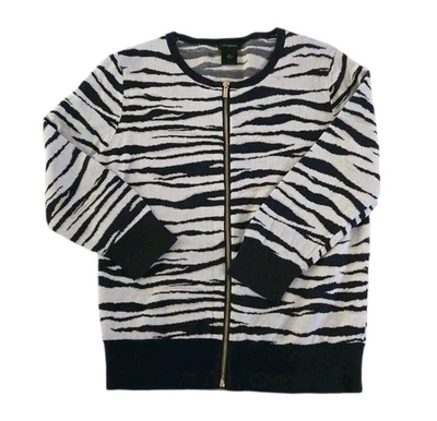 Cárdigan Suéter Chaqueta Ann Taylor Estampado Cebra M Negro Blanco Animal Y2K Foto 1 de 4