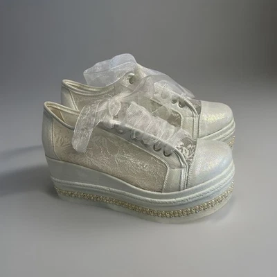 Zapatillas de Boda Plataforma Marfil y Encaje Zapatos para Mujer Talla 9 Stilo Foto 1 de 4